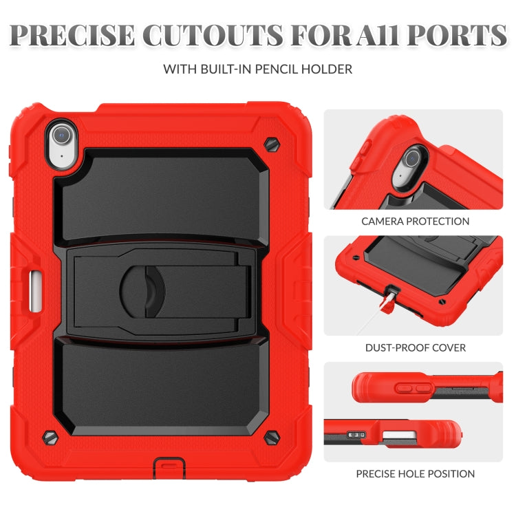 For iPad Air 11 2025 / 2024 Silicone Hydric PC Tablet Case with Shoulder Strap & Holder(Red)