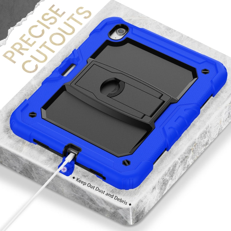 For iPad Air 11 2025 / 2024 Silicone Hydric PC Tablet Case with Shoulder Strap & Holder(Blue)