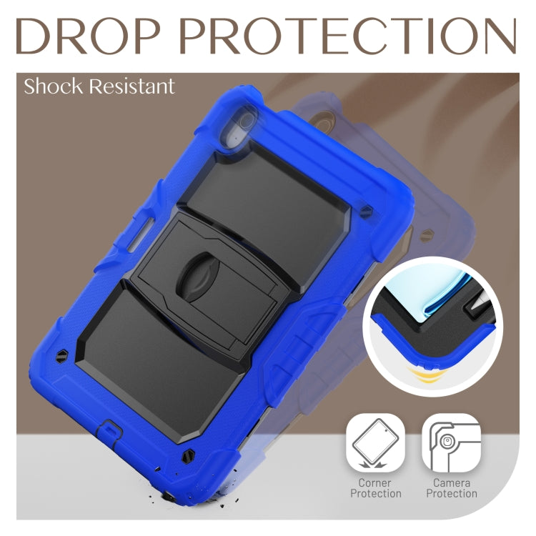 For iPad Air 11 2025 / 2024 Silicone Hydric PC Tablet Case with Shoulder Strap & Holder(Blue)