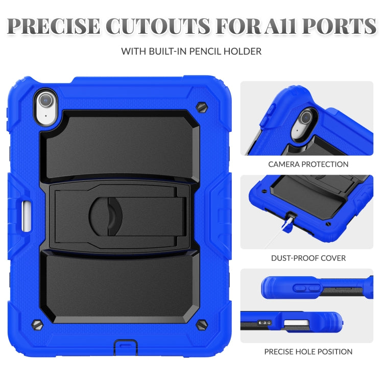 For iPad Air 11 2025 / 2024 Silicone Hydric PC Tablet Case with Shoulder Strap & Holder(Blue)