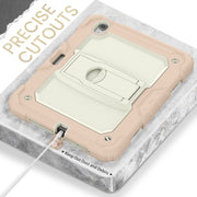 For iPad Air 11 2024 Silicone Hydric PC Tablet Case with Shoulder Strap & Holder(Rose Gold)