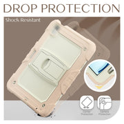 For iPad Air 11 2024 Silicone Hydric PC Tablet Case with Shoulder Strap & Holder(Rose Gold)