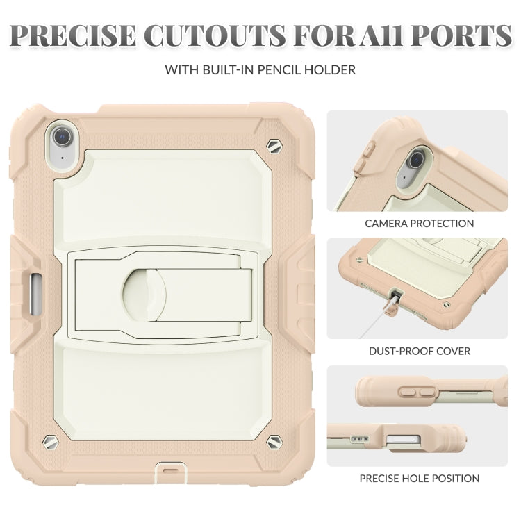 For iPad Air 11 2024 Silicone Hydric PC Tablet Case with Shoulder Strap & Holder(Rose Gold)
