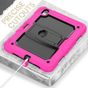 For iPad Air 11 2024 Silicone Hydric PC Tablet Case with Shoulder Strap & Holder(Rose Red)