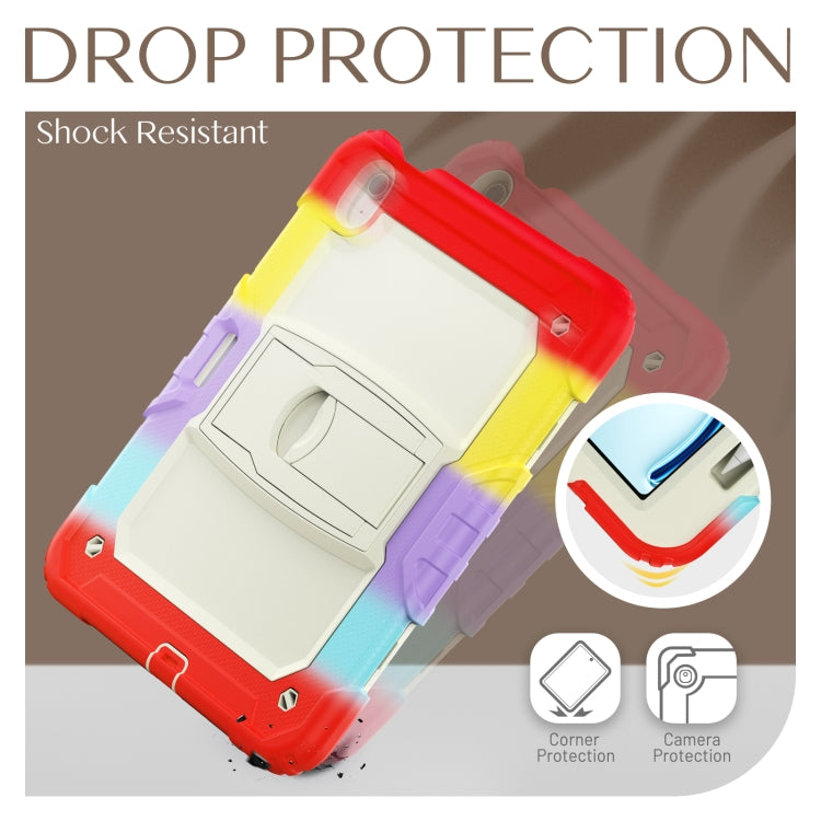 For iPad Air 11 2024 Silicone Hydric PC Tablet Case with Shoulder Strap & Holder(Camouflage Red)