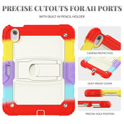 For iPad Air 11 2024 Silicone Hydric PC Tablet Case with Shoulder Strap & Holder(Camouflage Red)