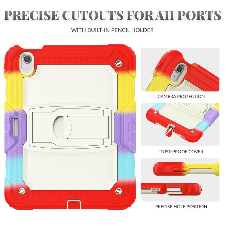 For iPad Air 11 2024 Silicone Hydric PC Tablet Case with Shoulder Strap & Holder(Camouflage Red)