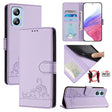 For Blackview A52 Cat Rat Embossed Pattern RFID Leather Phone Case with Lanyard(Purple) - More Brand by PMC TechLife | Online Shopping South Africa | PMC TechLife | Buy Now Pay Later Mobicred