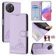 For Blackview Shark 8 Cat Rat Embossed Pattern RFID Leather Phone Case with Lanyard(Purple) - More Brand by PMC TechLife | Online Shopping South Africa | PMC TechLife | Buy Now Pay Later Mobicred