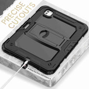 For iPad Pro 11 2024 Silicone Hydric PC Tablet Case with Shoulder Strap & Holder(Black)