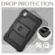 For iPad Pro 11 2024 Silicone Hydric PC Tablet Case with Shoulder Strap & Holder(Black)
