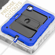 For iPad Pro 11 2024 Silicone Hydric PC Tablet Case with Shoulder Strap & Holder(Blue)