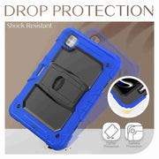 For iPad Pro 11 2024 Silicone Hydric PC Tablet Case with Shoulder Strap & Holder(Blue)