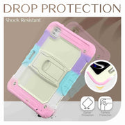 For iPad Pro 11 2024 Silicone Hydric PC Tablet Case with Shoulder Strap & Holder(Camouflage Pink)