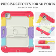 For iPad Pro 11 2024 Silicone Hydric PC Tablet Case with Shoulder Strap & Holder(Camouflage Red)