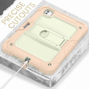 For iPad Pro 11 2024 Silicone Hydric PC Tablet Case with Shoulder Strap & Holder(Beige Rose Gold)