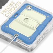 For iPad Pro 11 2024 Silicone Hydric PC Tablet Case with Shoulder Strap & Holder(Beige Cyan-blue)