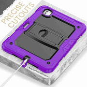 For iPad Pro 11 2024 Silicone Hydric PC Tablet Case with Shoulder Strap & Holder(Purple)
