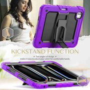 For iPad Pro 11 2024 Silicone Hydric PC Tablet Case with Shoulder Strap & Holder(Purple)