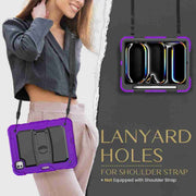 For iPad Pro 11 2024 Silicone Hydric PC Tablet Case with Shoulder Strap & Holder(Purple)