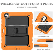 For iPad Pro 13 2024 Silicone Hydric PC Tablet Case with Shoulder Strap & Holder(Orange)