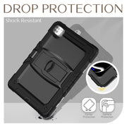 For iPad Pro 13 2024 Silicone Hydric PC Tablet Case with Shoulder Strap & Holder(Black)