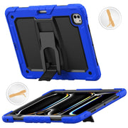 For iPad Pro 13 2024 Silicone Hydric PC Tablet Case with Shoulder Strap & Holder(Blue)
