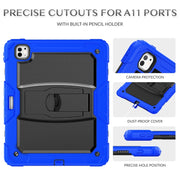 For iPad Pro 13 2024 Silicone Hydric PC Tablet Case with Shoulder Strap & Holder(Blue)