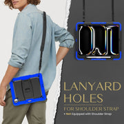 For iPad Pro 13 2024 Silicone Hydric PC Tablet Case with Shoulder Strap & Holder(Blue)