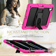 For iPad Pro 13 2024 Silicone Hydric PC Tablet Case with Shoulder Strap & Holder(Rose Red)