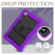 For iPad Pro 13 2024 Silicone Hydric PC Tablet Case with Shoulder Strap & Holder(Purple)