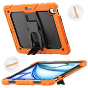 For iPad Air 13 2025 / 2024 Silicone Hydric PC Tablet Case with Shoulder Strap & Holder(Orange)