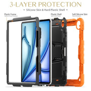 For iPad Air 13 2025 / 2024 Silicone Hydric PC Tablet Case with Shoulder Strap & Holder(Orange)
