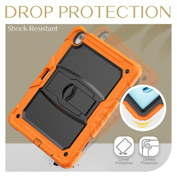 For iPad Air 13 2025 / 2024 Silicone Hydric PC Tablet Case with Shoulder Strap & Holder(Orange)