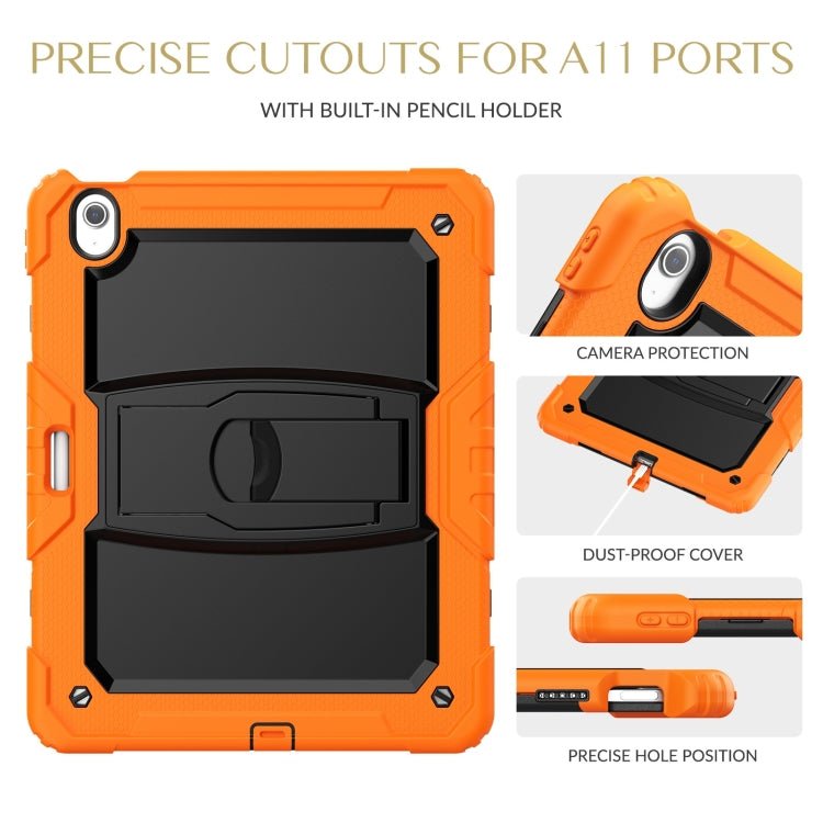 For iPad Air 13 2025 / 2024 Silicone Hydric PC Tablet Case with Shoulder Strap & Holder(Orange)