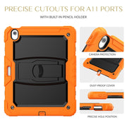 For iPad Air 13 2025 / 2024 Silicone Hydric PC Tablet Case with Shoulder Strap & Holder(Orange)
