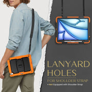 For iPad Air 13 2025 / 2024 Silicone Hydric PC Tablet Case with Shoulder Strap & Holder(Orange)