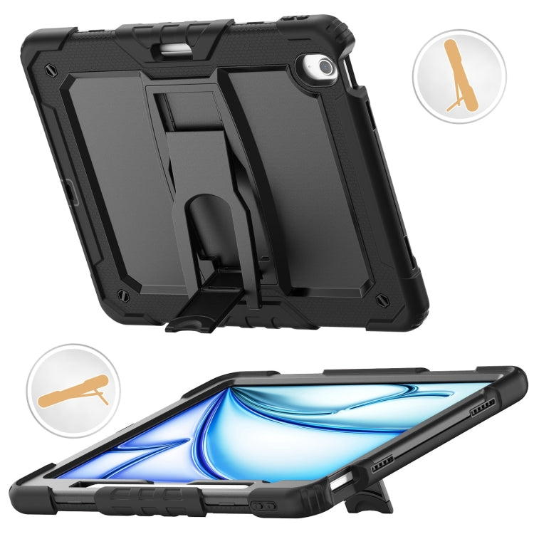 For iPad Air 13 2025 / 2024 Silicone Hydric PC Tablet Case with Shoulder Strap & Holder(Black)