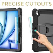 For iPad Air 13 2025 / 2024 Silicone Hydric PC Tablet Case with Shoulder Strap & Holder(Black)