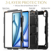 For iPad Air 13 2025 / 2024 Silicone Hydric PC Tablet Case with Shoulder Strap & Holder(Black)