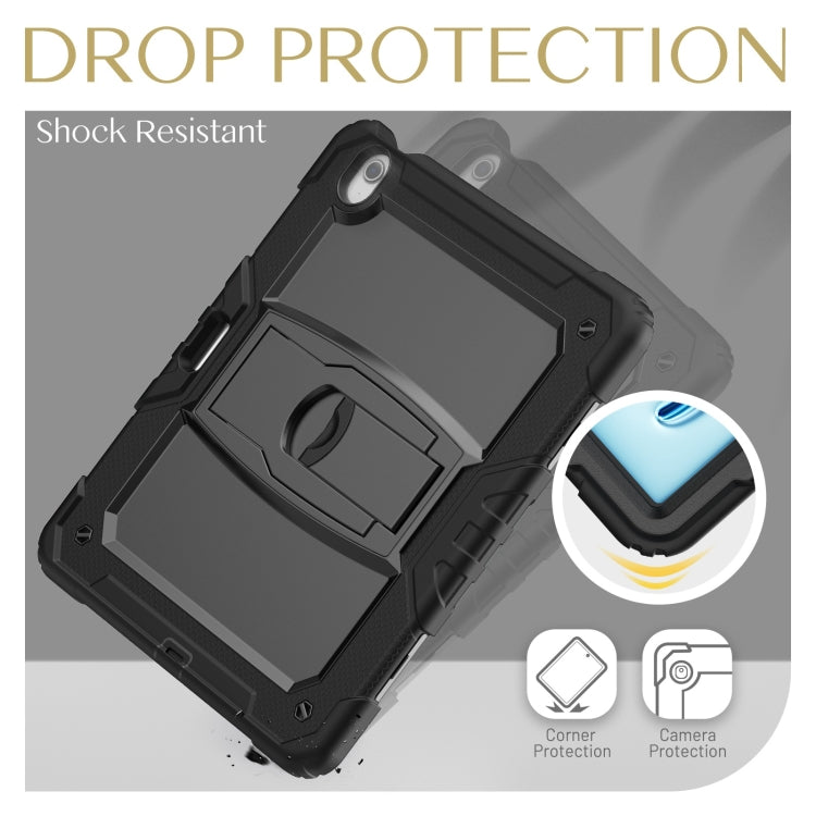 For iPad Air 13 2025 / 2024 Silicone Hydric PC Tablet Case with Shoulder Strap & Holder(Black)