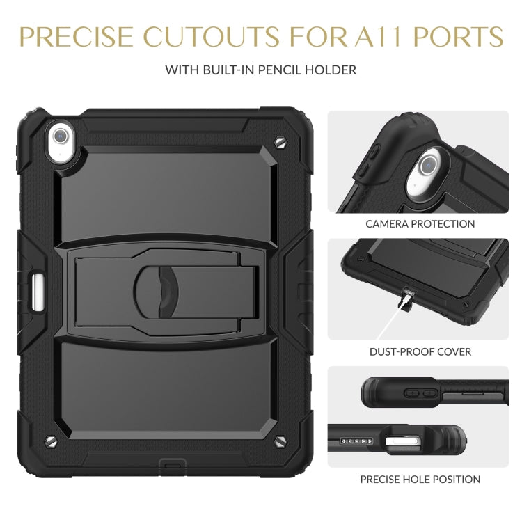 For iPad Air 13 2025 / 2024 Silicone Hydric PC Tablet Case with Shoulder Strap & Holder(Black)