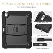 For iPad Air 13 2025 / 2024 Silicone Hydric PC Tablet Case with Shoulder Strap & Holder(Black)