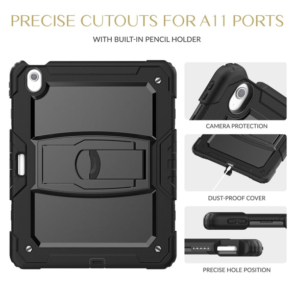 For iPad Air 13 2025 / 2024 Silicone Hydric PC Tablet Case with Shoulder Strap & Holder(Black)