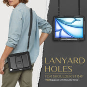 For iPad Air 13 2025 / 2024 Silicone Hydric PC Tablet Case with Shoulder Strap & Holder(Black)
