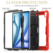 For iPad Air 13 2025 / 2024 Silicone Hydric PC Tablet Case with Shoulder Strap & Holder(Red)