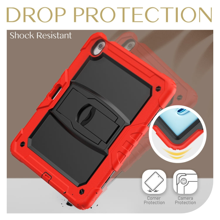 For iPad Air 13 2025 / 2024 Silicone Hydric PC Tablet Case with Shoulder Strap & Holder(Red)