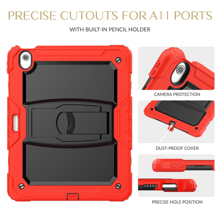 For iPad Air 13 2025 / 2024 Silicone Hydric PC Tablet Case with Shoulder Strap & Holder(Red)