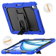 For iPad Air 13 2025 / 2024 Silicone Hydric PC Tablet Case with Shoulder Strap & Holder(Blue)
