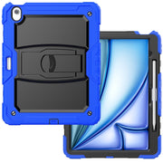 For iPad Air 13 2025 / 2024 Silicone Hydric PC Tablet Case with Shoulder Strap & Holder(Blue)